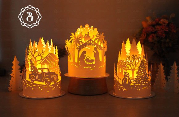 Festive Combo 3 Items Christmas Paper Lanterns